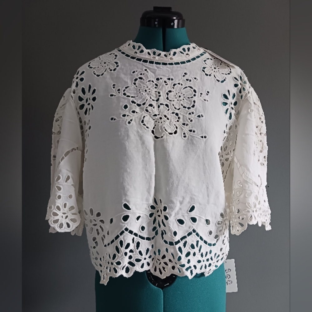 NWT Sea New York Lula Embroidered Top ,blouse SIze L